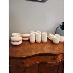 Vintage Vacron BOPP tableware. Service for 4 +6 bonus. Pink
